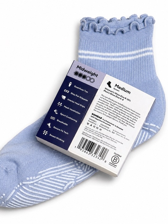 Bombas Accessories - Bombas Women's Studio Gripper Quarter Socks Sail Blue Size M NWT